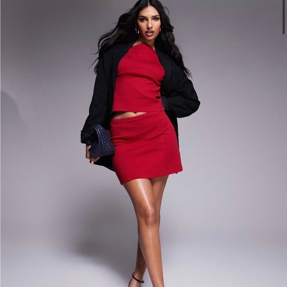 ASOS DESIGN clean A-line mini skirt in red - Picture 1 of 3